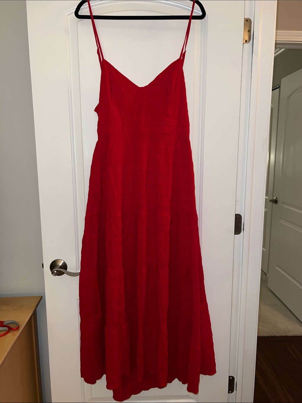 SHEIN Red Asymmetrical Spaghetti-Strap Maxi Dress open back with Bow